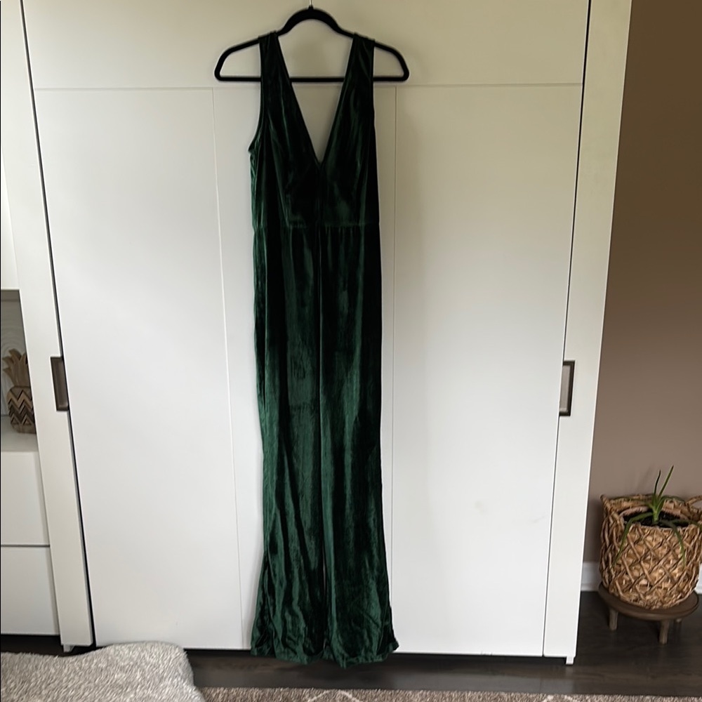 Free People Emerald Green Velvet Jumpsuit